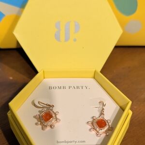 Bomb Party Gold and Orange Earrings